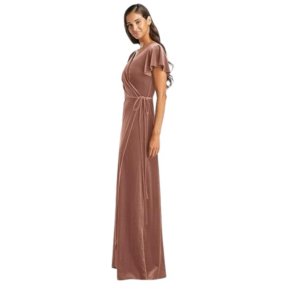 After Six 1538 Size large Velvet Long Maxi Wrap pockets Dress Tawny Rose - Picture 1 of 9